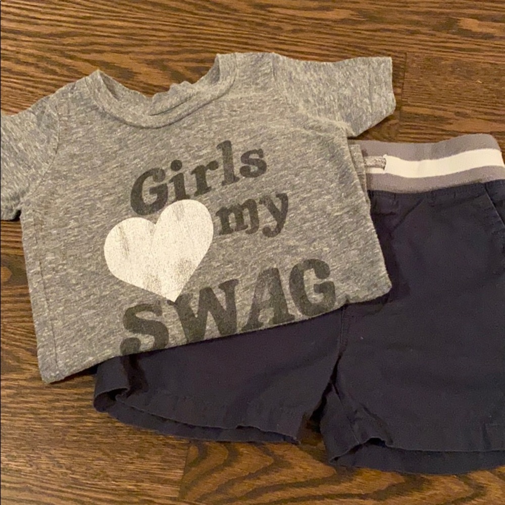 Tee shirt and shirt outfit.
